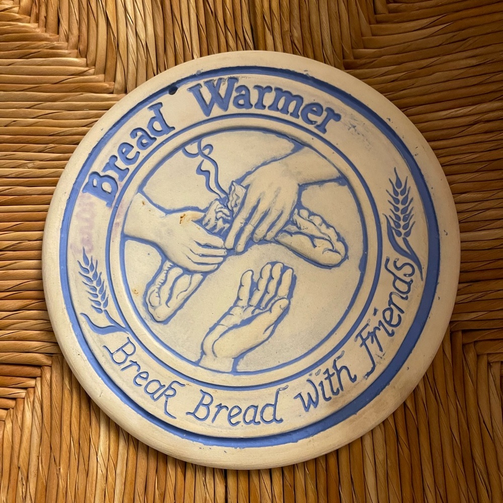 Seneca Ceramics Bread Warmer Plate Break Bread with Friends